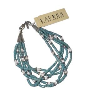 NWT Lauren Ralph Lauren Beaded Turquoise Bracelet Multi Strand